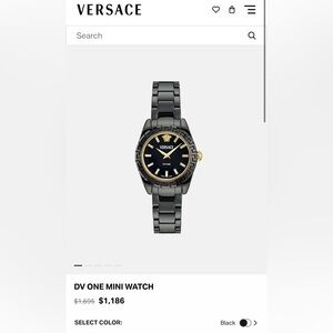 Versace DV One Mini Watch in Black with Gold Details